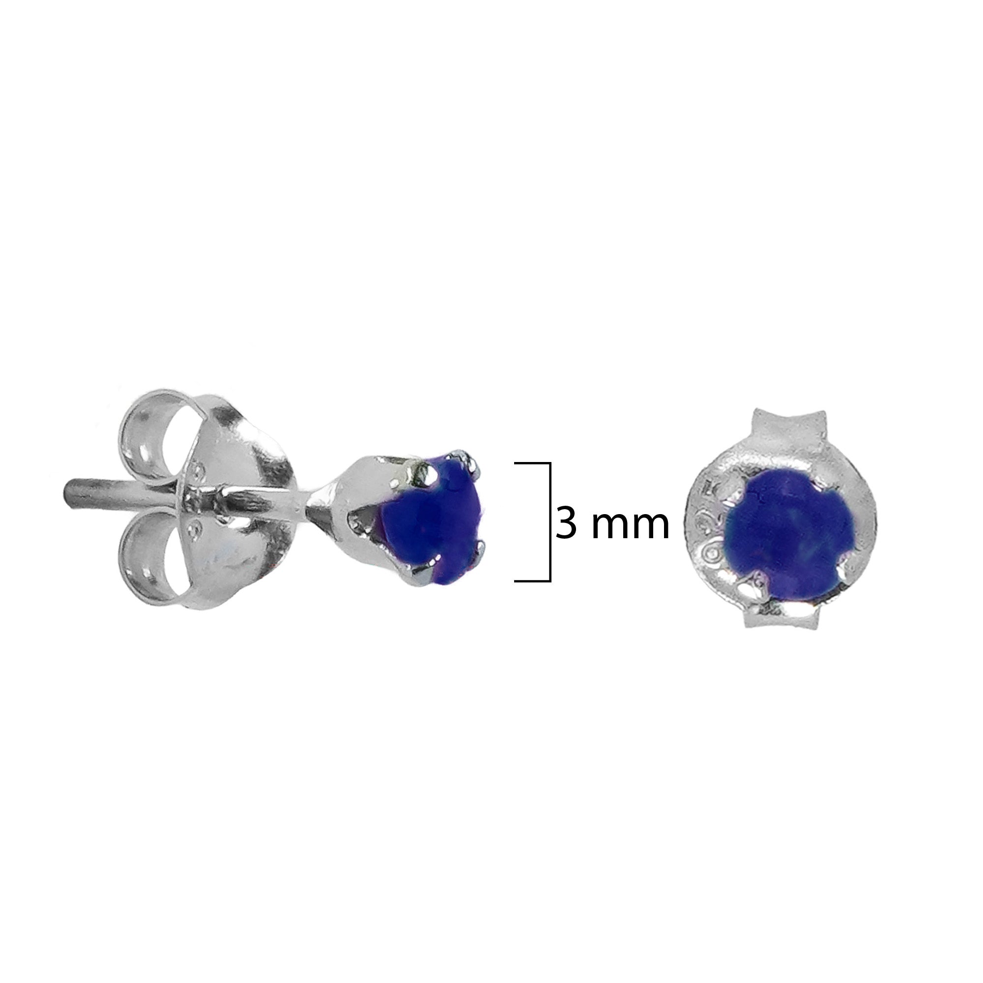 Broquel Piedras Preciosas Zafiro Plata .925 con Baño de Rodio