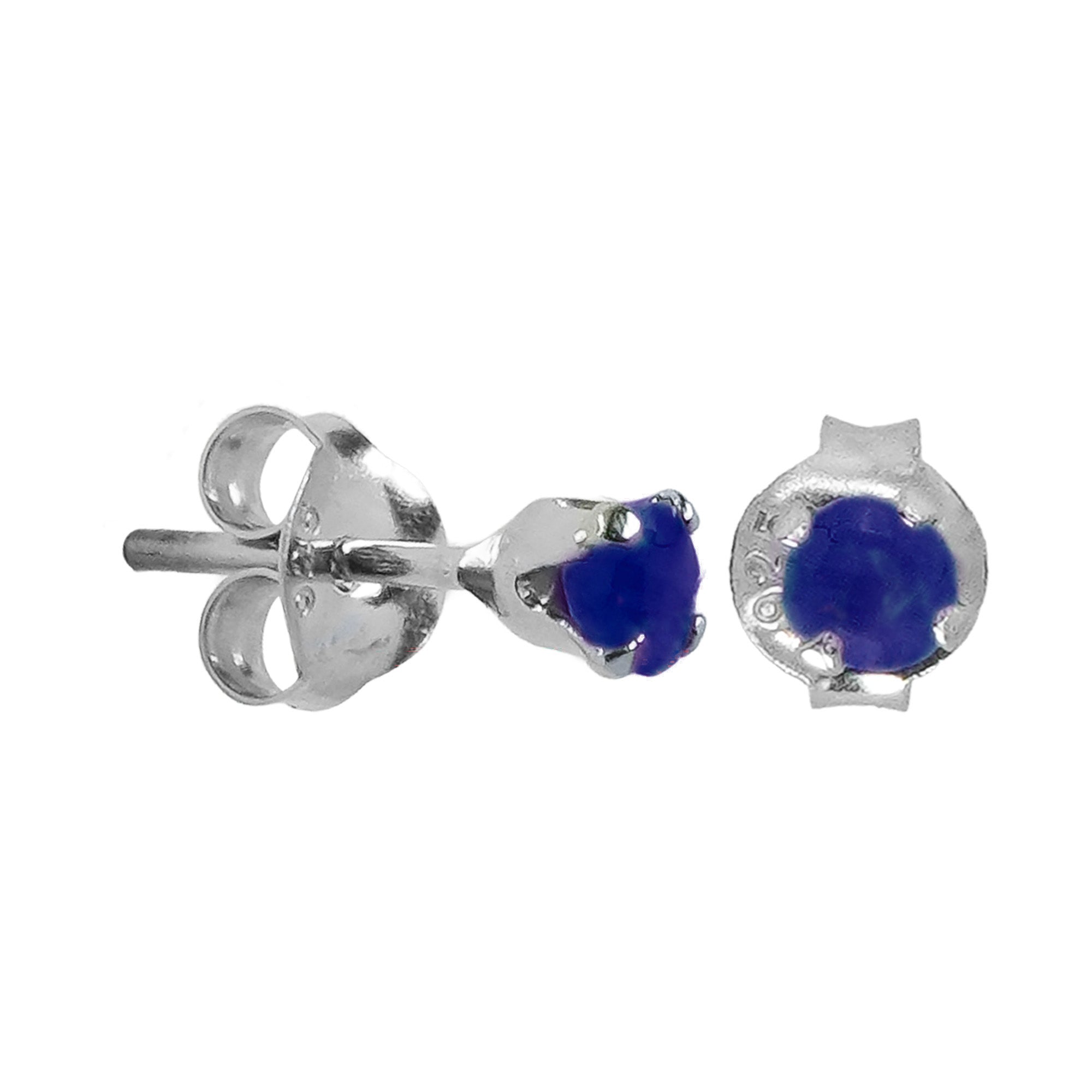 Broquel Piedras Preciosas Zafiro Plata .925 con Baño de Rodio
