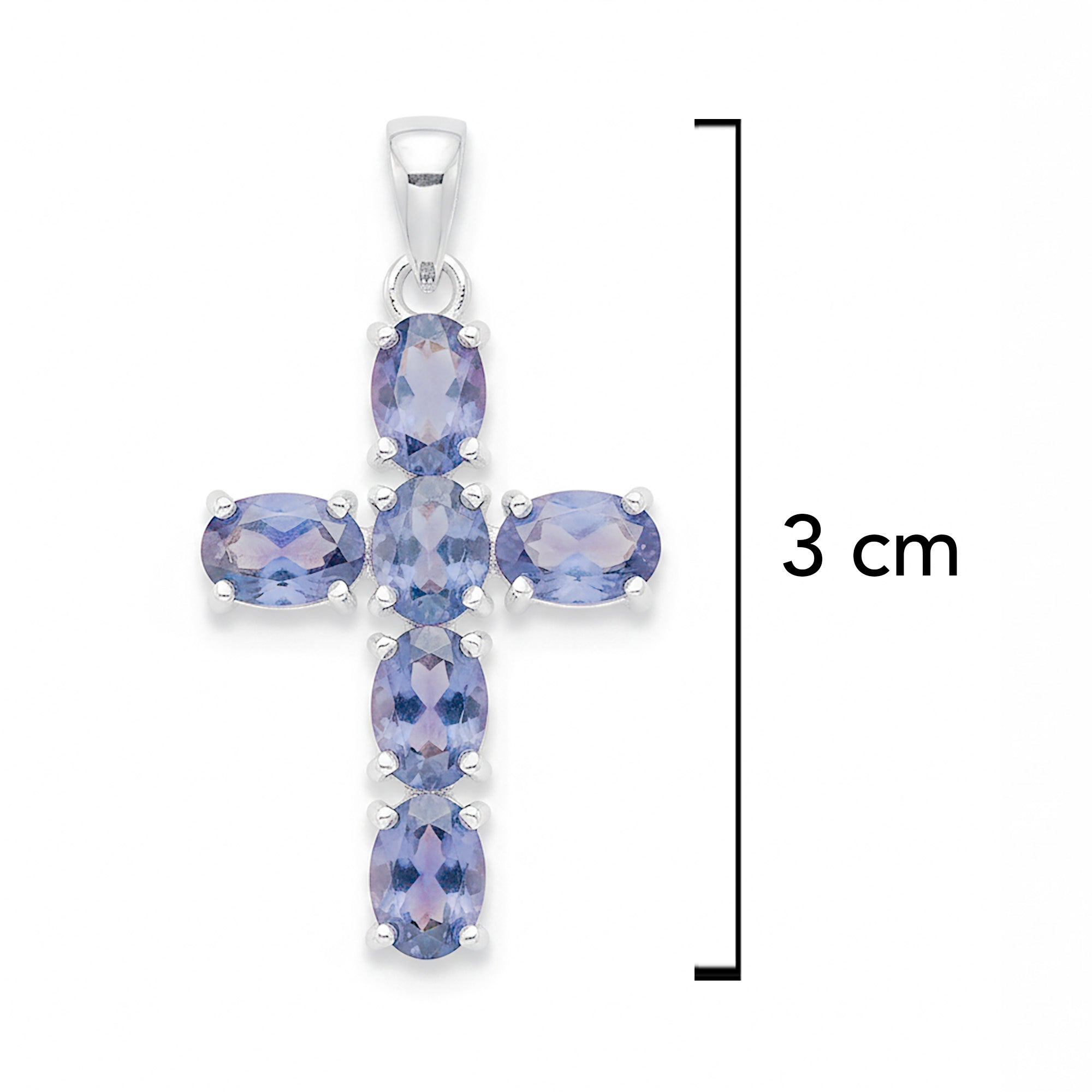 Dije Piedras Preciosas Cruz de Zafiro Plata .925 con Baño de Rodio