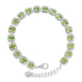 Pulsera Piedras Preciosas Peridoto Cuadrado con Circonias Plata .925 con Baño de Rodio