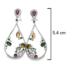 Aretes de Gota Piedras Preciosas, Turmalina, Citrino, Amatista, Agua Marina Plata .925 con Baño de Rodio