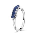 Anillo Piedras Preciosas 6 Zafiros Circulares, Plata .925 con Baño de Rodio