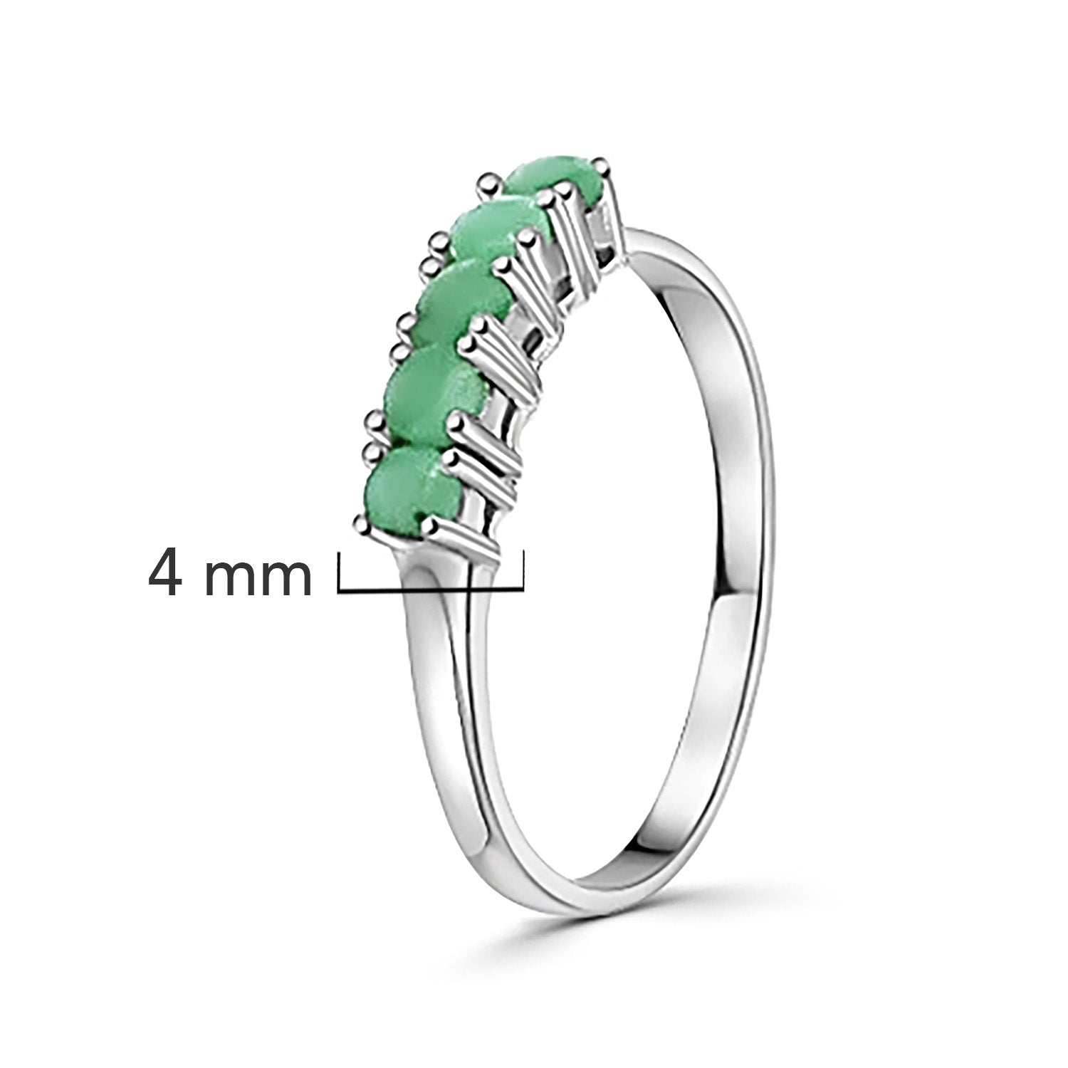 Anillo Piedras Preciosas 6 Esmeraldas Circulares, Plata .925 con Baño de Rodio