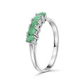 Anillo Piedras Preciosas 6 Esmeraldas Circulares, Plata .925 con Baño de Rodio