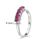 Anillo Piedras Preciosas 6 Rubí Circulares, Plata .925 con Baño de Rodio