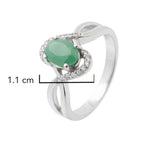 Anillo Piedras Preciosas Esmeralda Entrelazado con Circonias, Plata .925 con Baño de Rodio