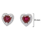 Arete Piedras Preciosas Corazón de Rubí Plata .925 con Baño de Rodio