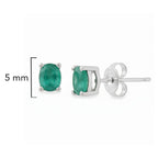 Arete Piedra Preciosa Esmeralda Chica en óvalo, Plata .925 con Baño de Rodio