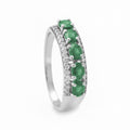 Anillo Churumbela Piedra Preciosa Esmeraldas con Circonias Chicas, Plata .925 con Baño de Rodio