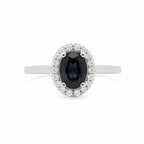 Anillo Piedra Preciosa Ónix Óvalo con Circonias Blancas, Plata .925 con Baño de Rodio