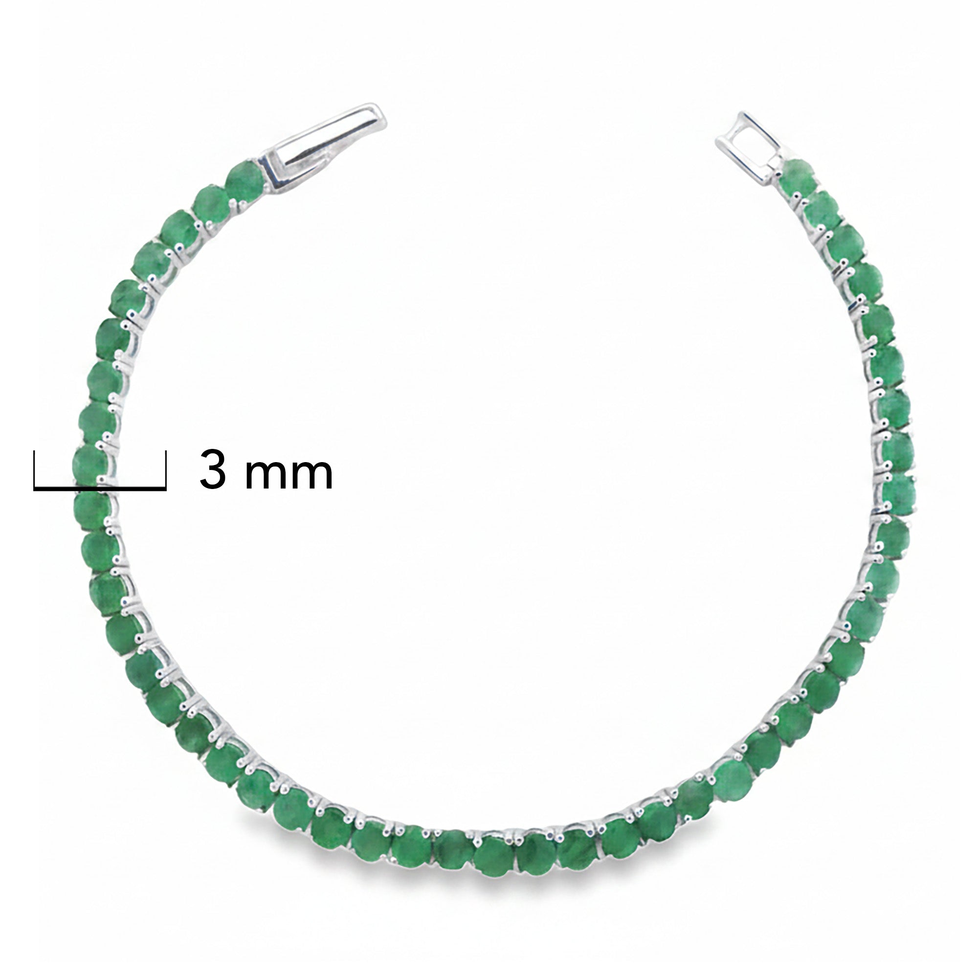 Pulsera Piedras Preciosas Círculos de Esmeralda Plata .925 con Baño de Rodio