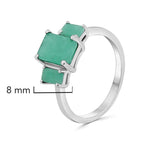 Anillo Piedras Preciosas Esmeraldas Rectangulares en Disminución, Plata .925 con Baño de Rodio