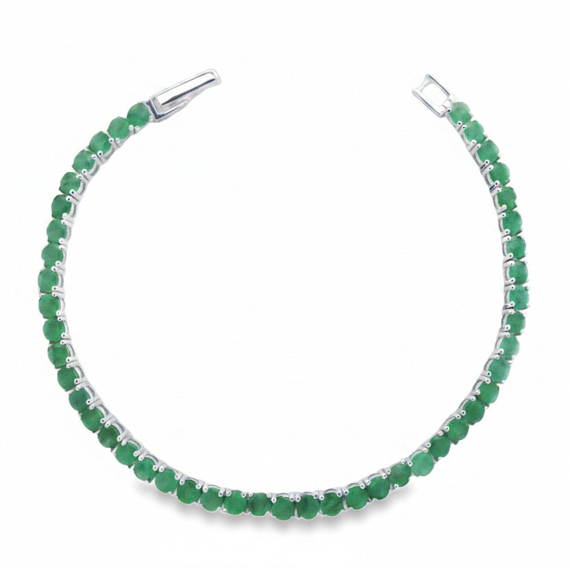 Pulsera Piedras Preciosas Círculos de Esmeralda Plata .925 con Baño de Rodio