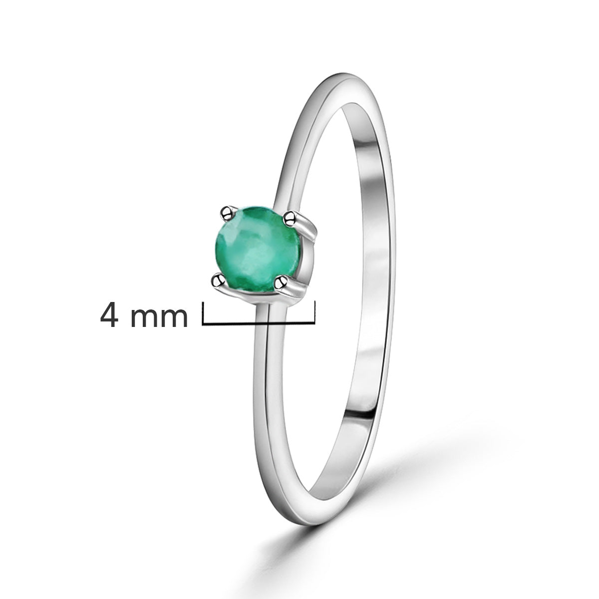 Anillo Piedras Preciosas Esmeralda Chica Circular, Plata .925 con Baño de Rodio