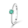 Anillo Piedras Preciosas Esmeralda Chica Circular, Plata .925 con Baño de Rodio