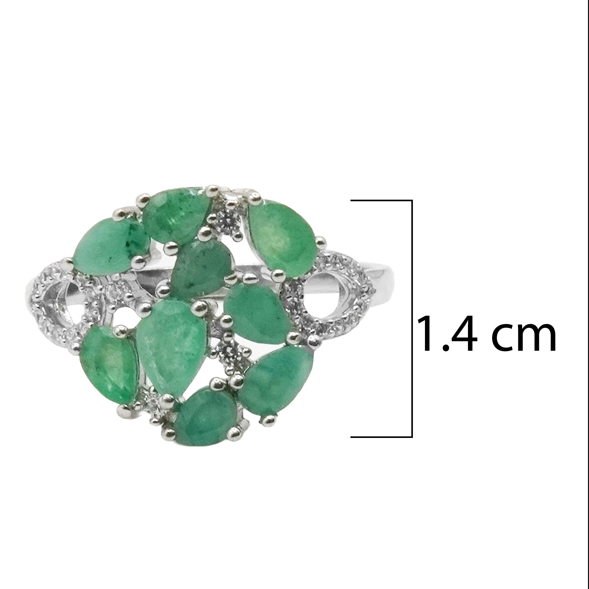 Anillo Piedras Preciosas Circulo de Esmeraldas con Circonias, Plata .925 con Baño de Rodio