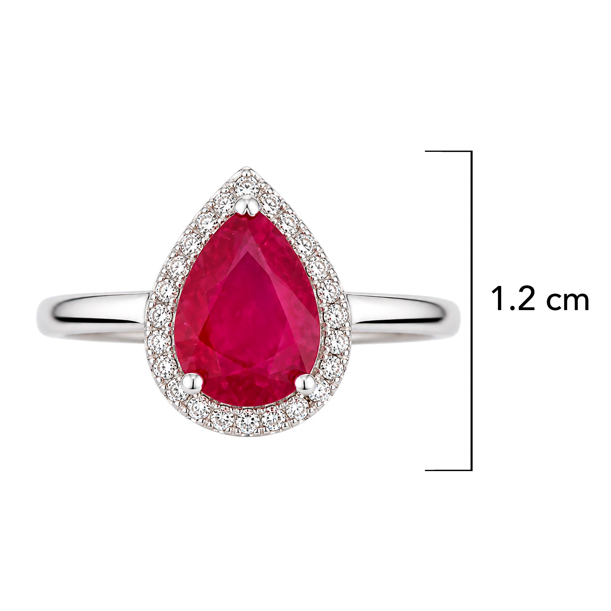 Anillo Piedras Rubí Gota con Circonias, Plata .925