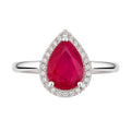 Anillo Piedras Rubí Gota con Circonias, Plata .925
