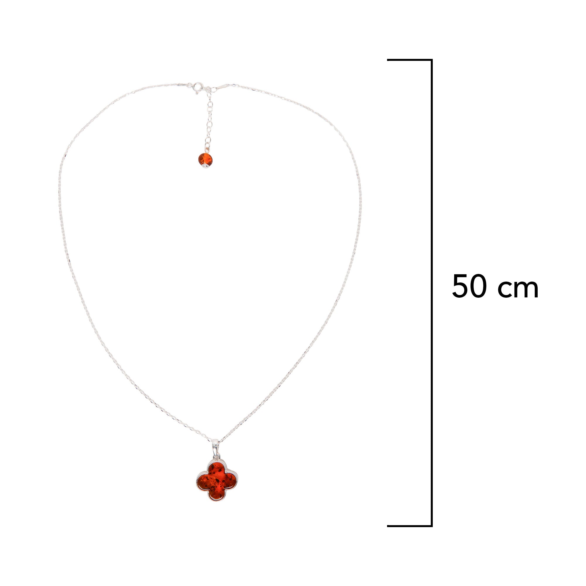 Collar Van Flor Ambar Polaco Plata .925. Cadena 50cm más 5 cm de extensión
