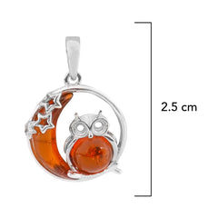 Dije Buho en la Luna 2.5 cm Ambar Polaco Plata .925