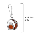 Arete Buho en la Luna 3 cm Ambar Polaco Plata .925