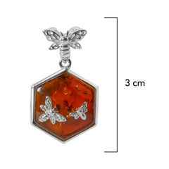 Dije Abejita Doble 3 cm Ambar Polaco Plata .925