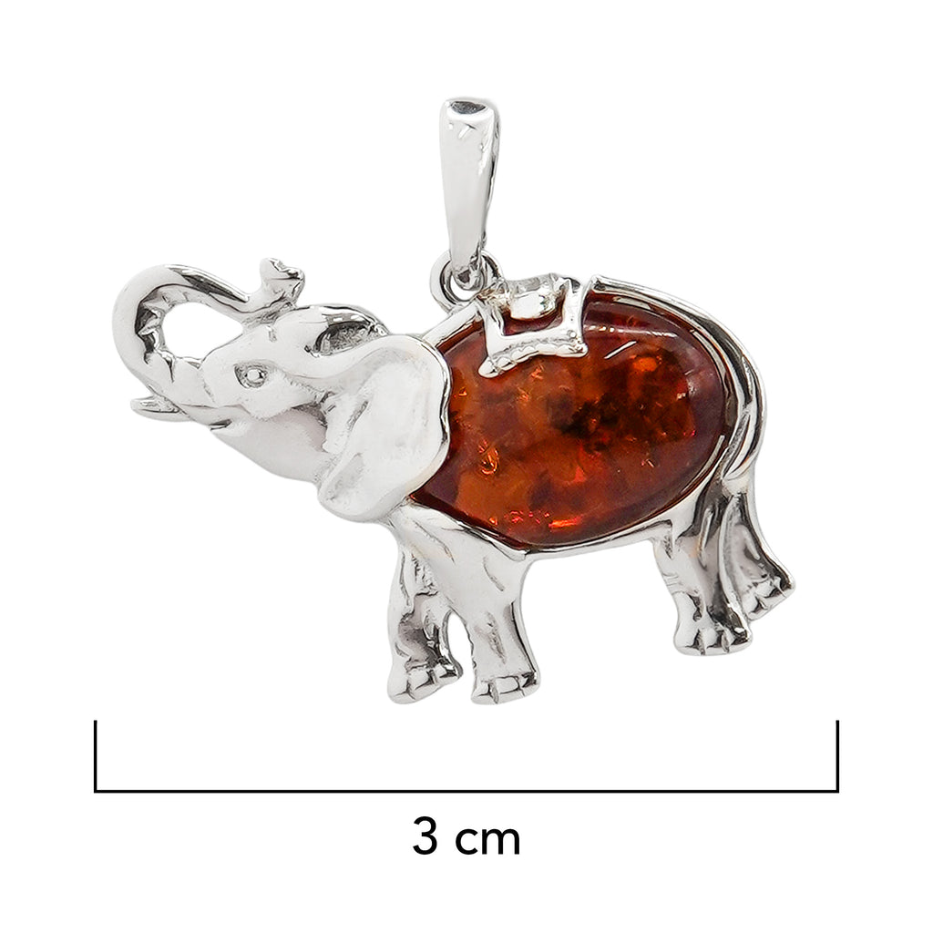 Dije Elefante 3 cm Ámbar Polaco Plata .925