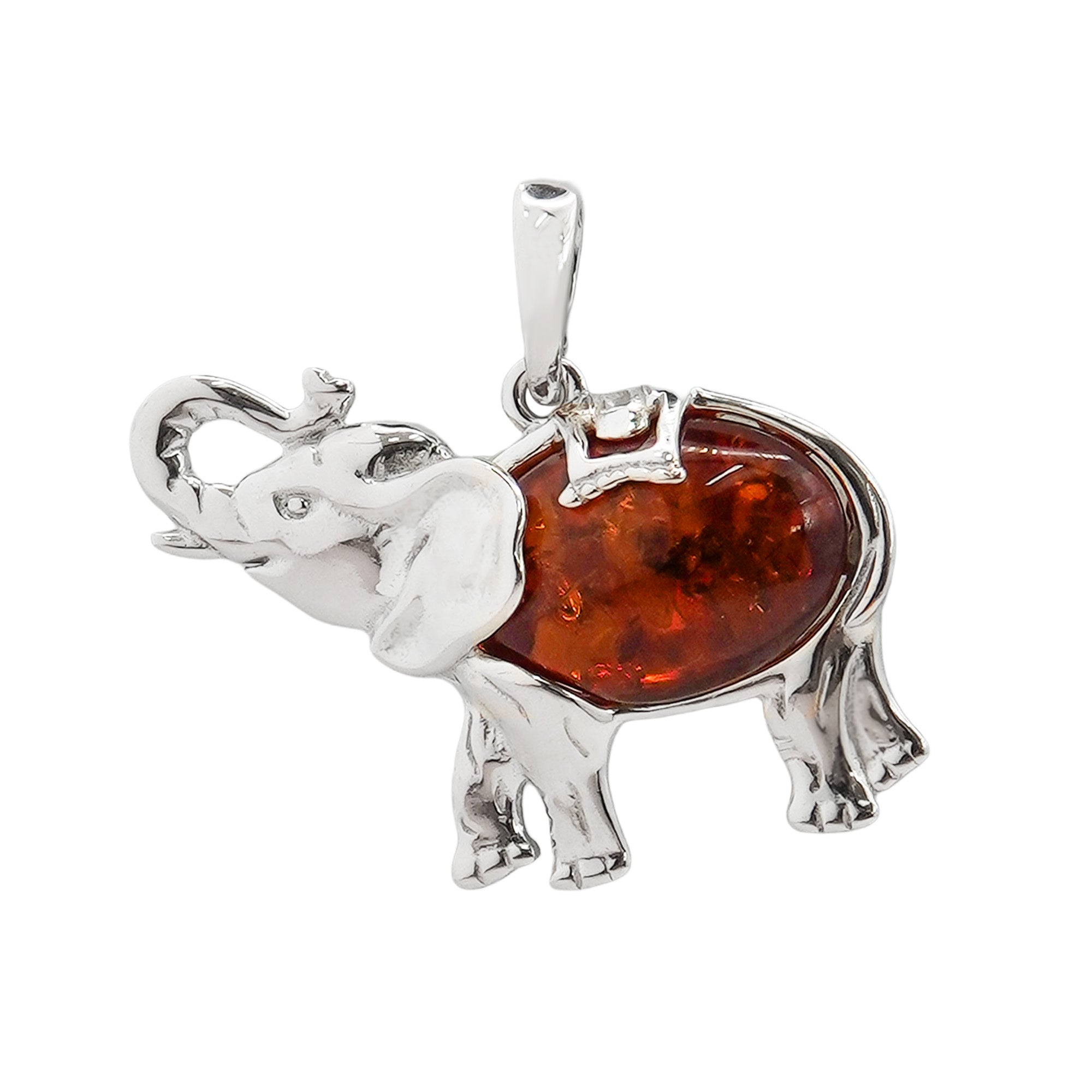 Dije Elefante 3 cm Ámbar Polaco Plata .925
