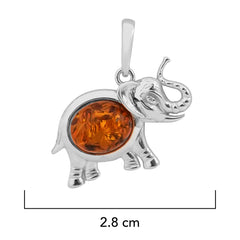 Dije Elefante 2.8 cm de la Suerte Ámbar Polaco Plata .925