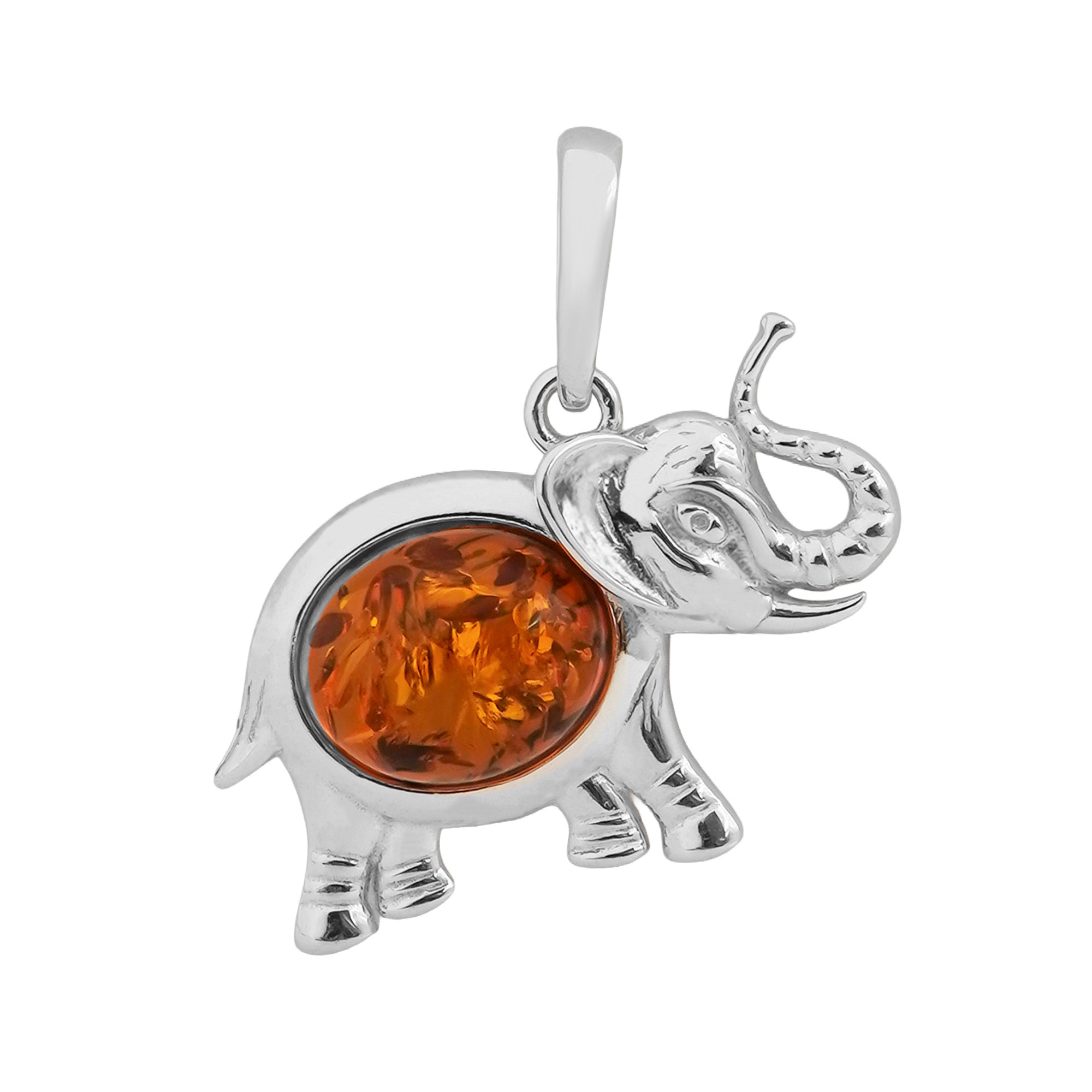 Dije Elefante 2.8 cm de la Suerte Ámbar Polaco Plata .925