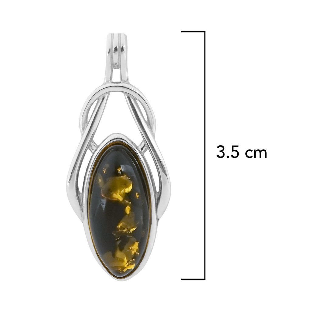 Dije Ámbar Polaco Verde en Forma de Nudo Plata .925