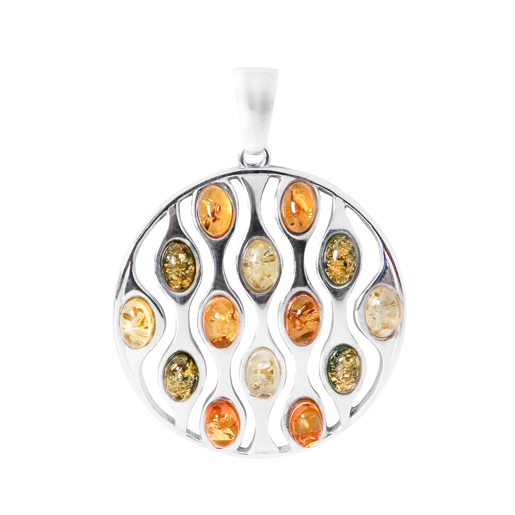 Dije Círculo Multi Ámbar de Colores Plata .925