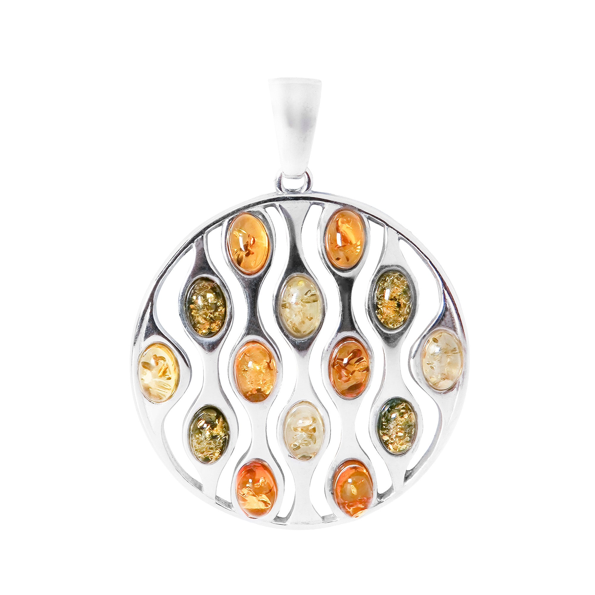 Dije Círculo Multi Ámbar de Colores Plata .925
