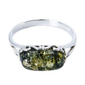 Anillo Ámbar Verde Polaco en Forma Rectangular Plata .925