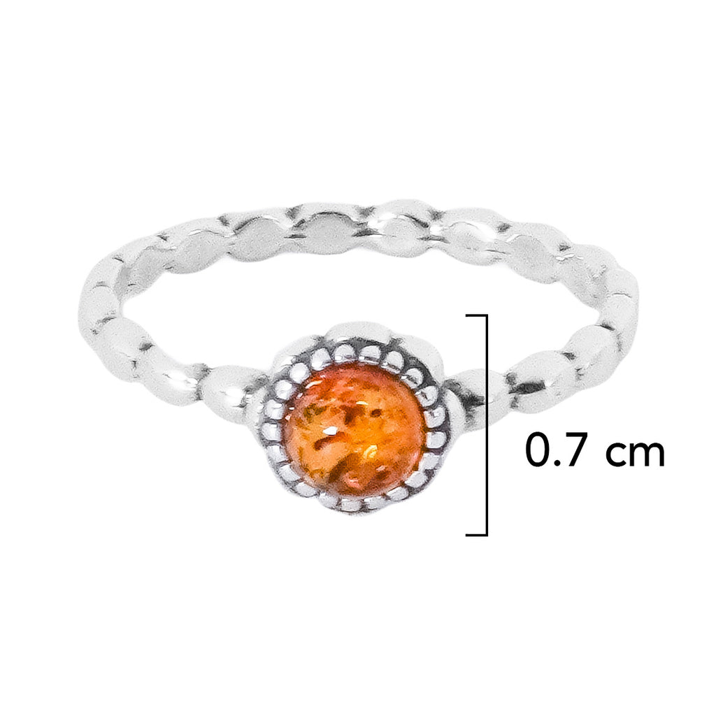 Anillo Circulo Bemillas Lisa Ámbar Polaco Plata .925