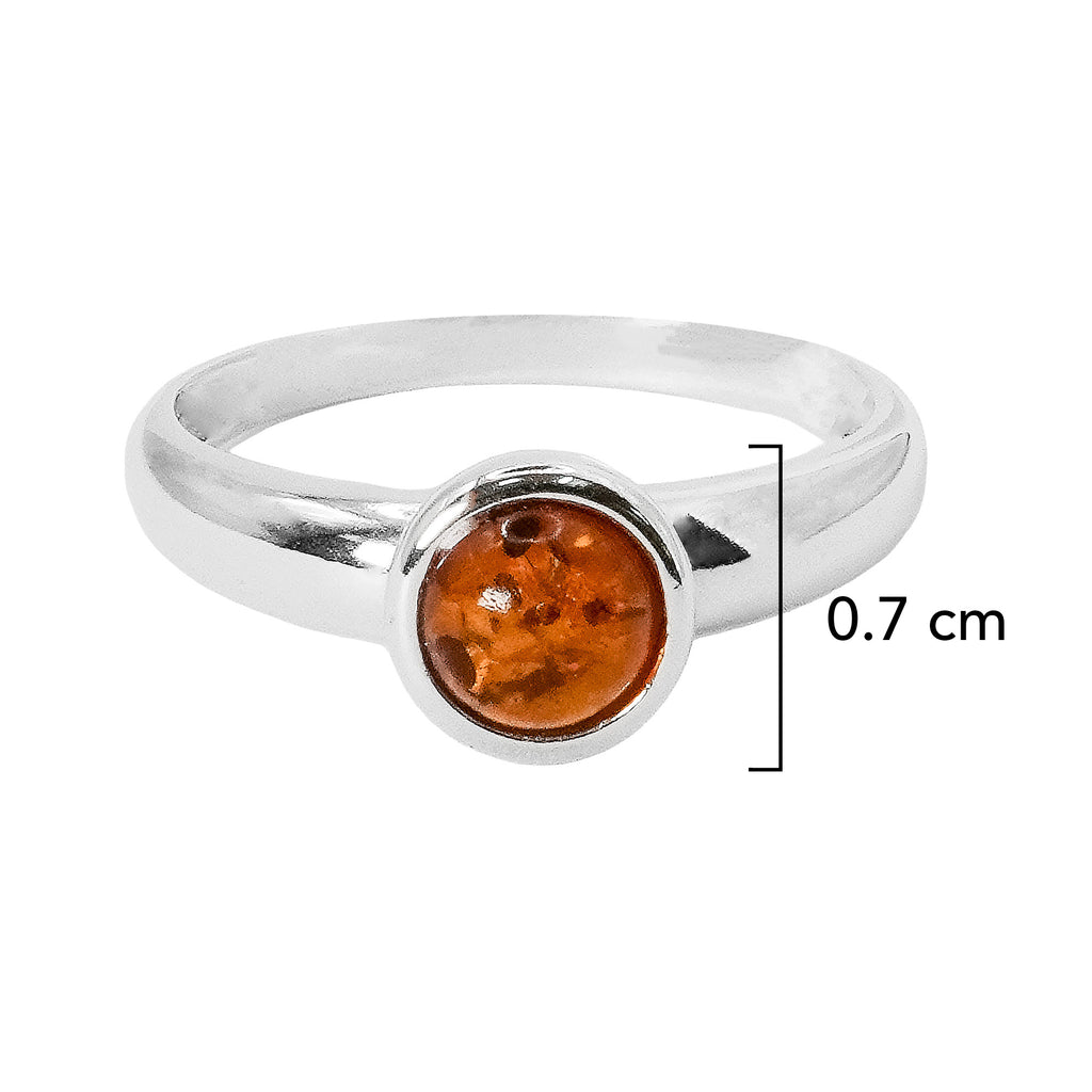Anillo Ámbar Polaco Redondo Liso Plata .925