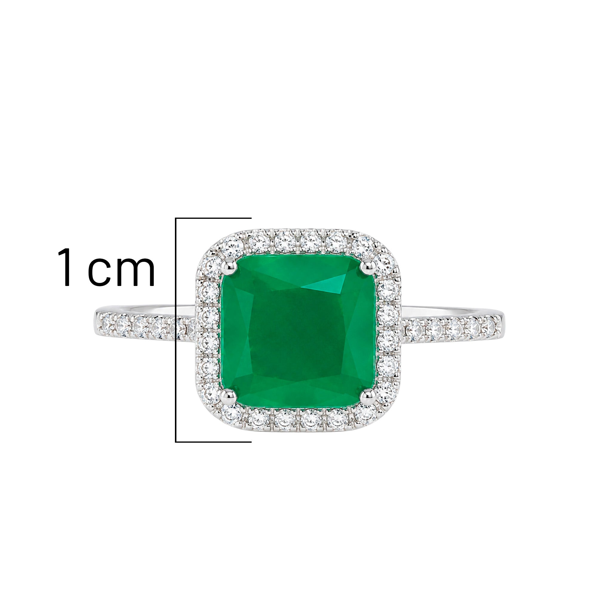 Anillo Turmalina cuadrangular con Circonias, Plata .925 con Baño de Rodio