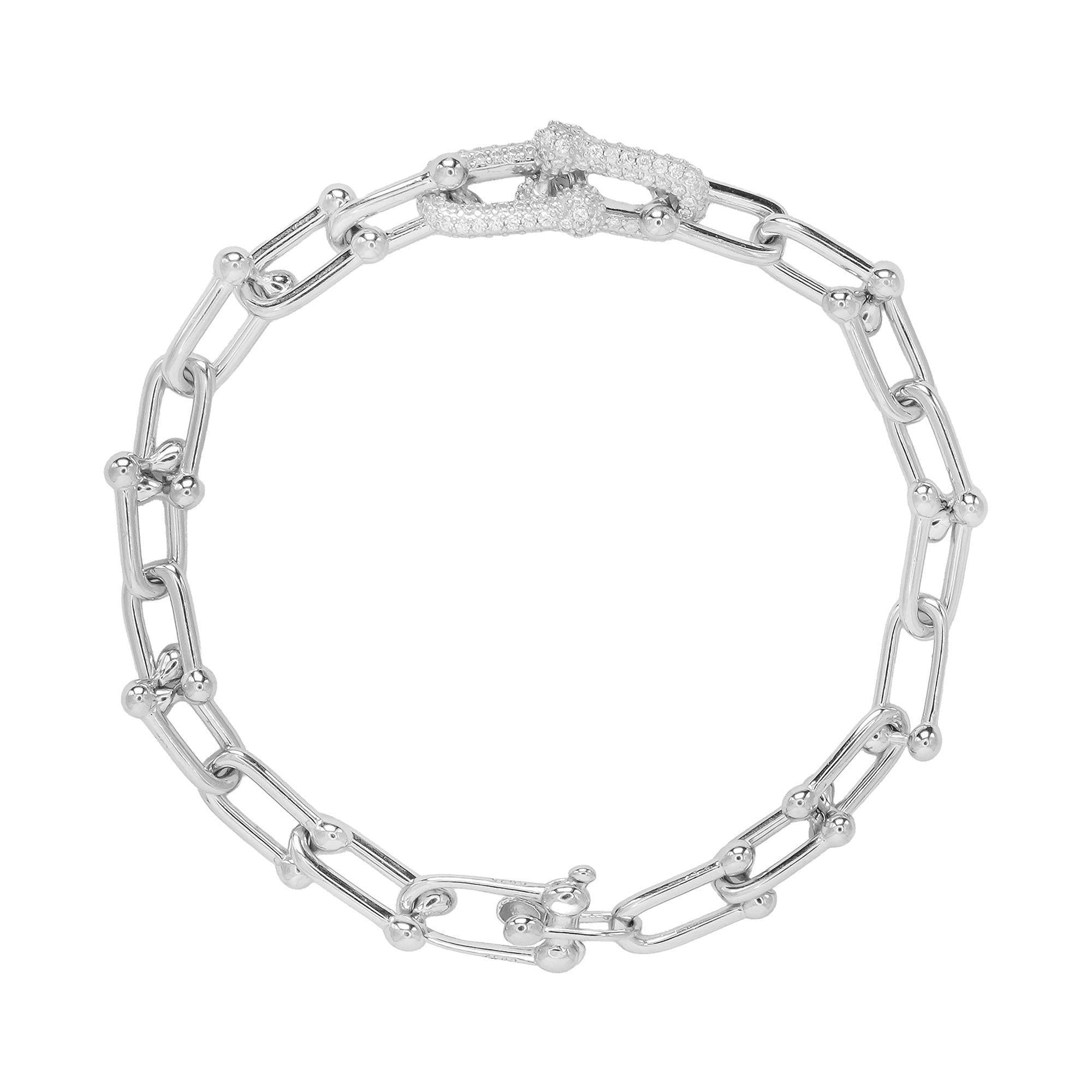 Pulsera Inspirada Tiff 7mm Unión Plata .925 con Baño de Rodio