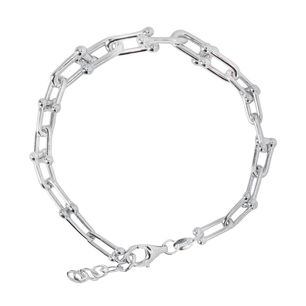 Pulsera Inspirada Tiff Lisa en Disminución 7mm 18cm más Extensión Plata .925 con Baño de Rodio