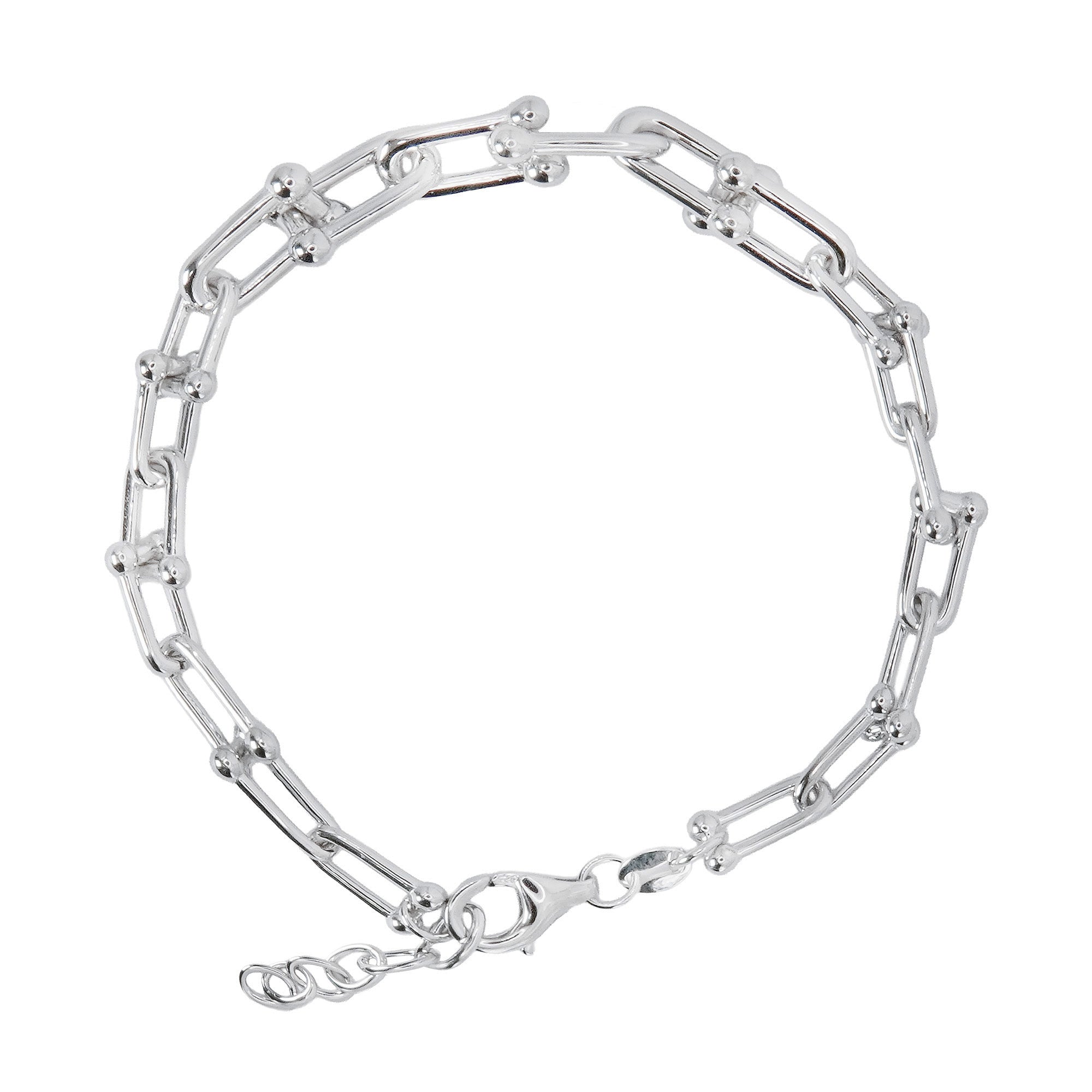 Pulsera Inspirada Tiff Lisa en Disminución 7mm 18cm más Extensión Plata .925 con Baño de Rodio