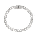 Pulso Inspirado Mónaco Macizo Cubano Martillado 7mm Broche con Circonias Blancas, Plata .925 con Baño de Rodio