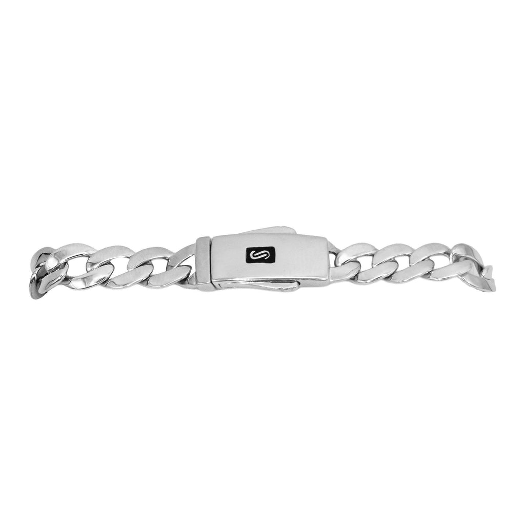 Pulso Inspirado Mónaco Maciza 7mm Liso Cadena Cubana Plata .925 con Baño de Rodio