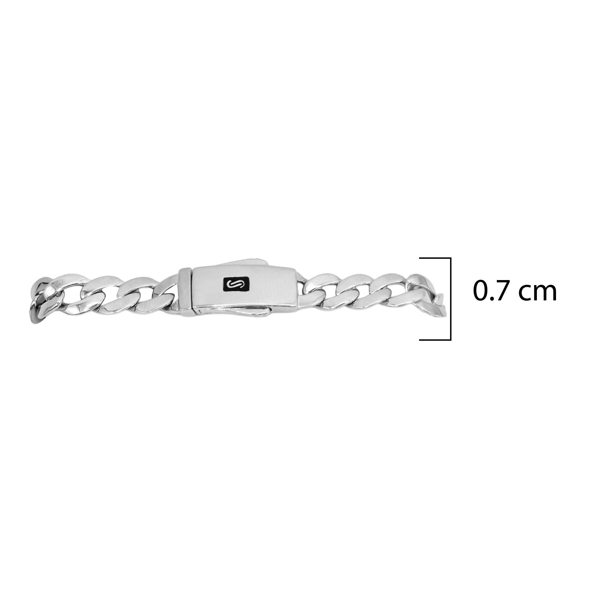 Pulso Inspirado Mónaco Maciza 7mm Liso Cadena Cubana Plata .925 con Baño de Rodio