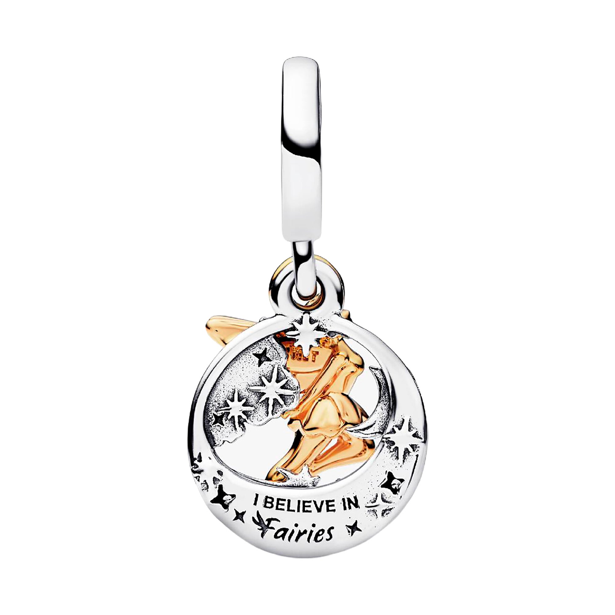 Charm Inspirado Pan 1:1 Campanita en la Luna, Plata .925