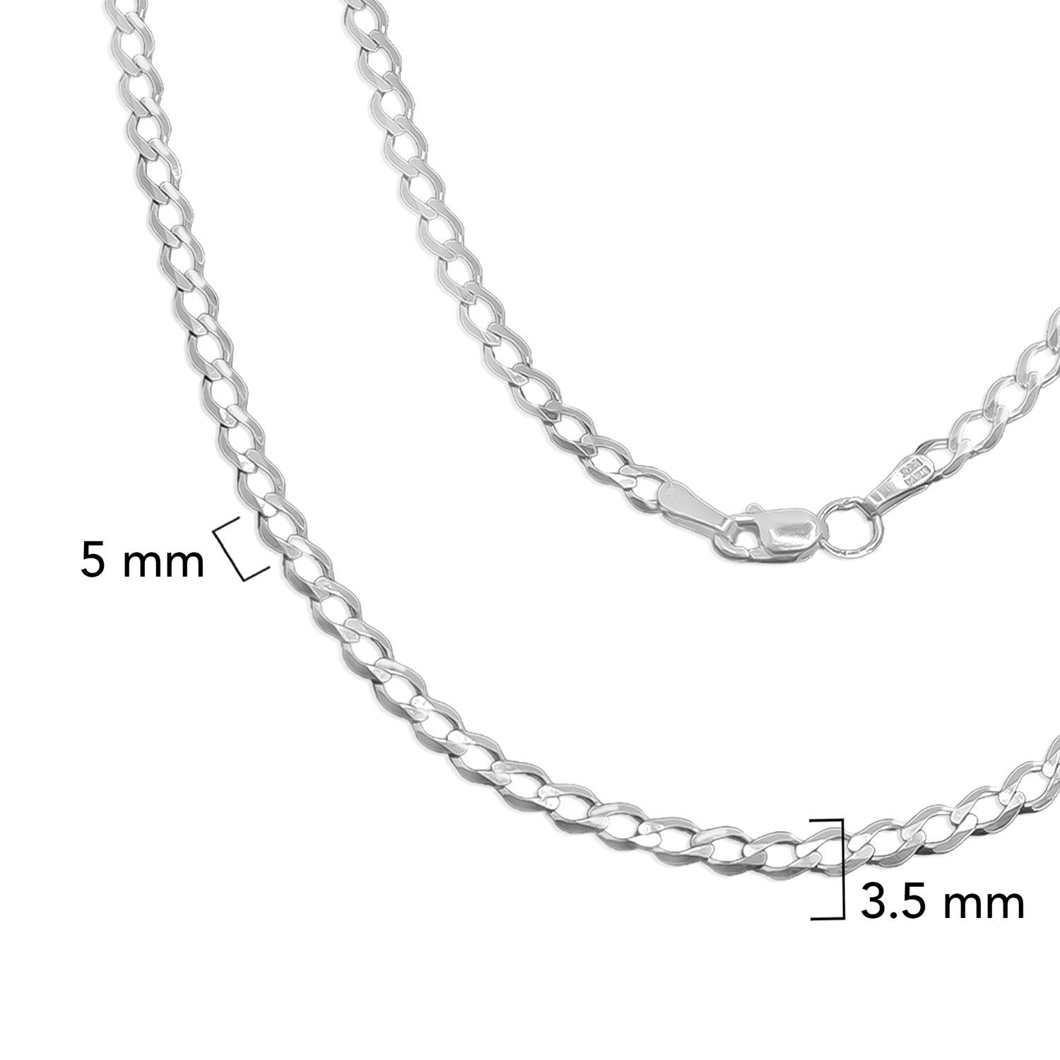 Cadena Cubana 3.5mm Abierta Plata .925
