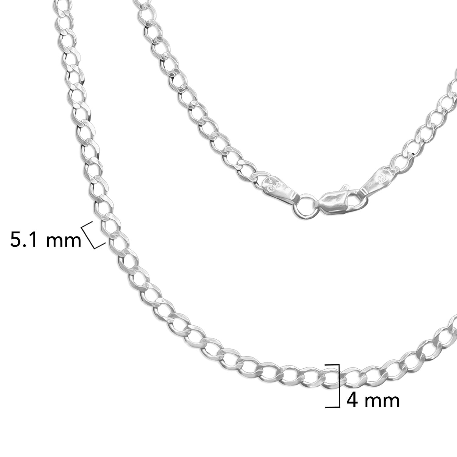 Cadena Cubana 4mm Abierta Plata .925