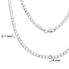 Cadena Cubana 4mm Abierta Plata .925