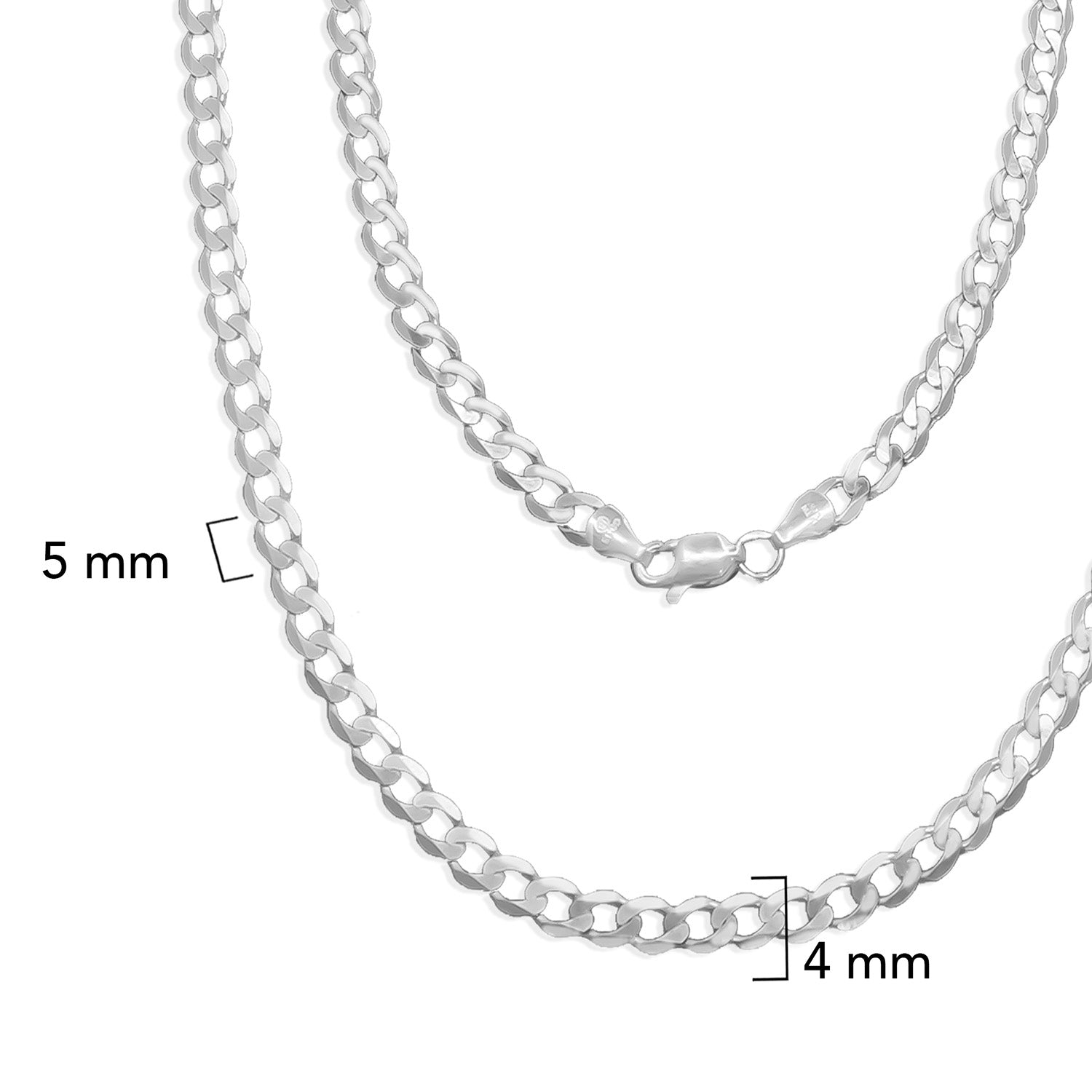 Cadena Cubana 4mm Cerrada Plata .925