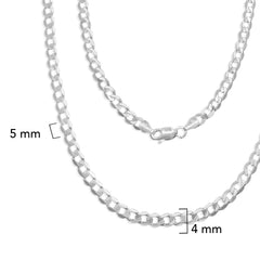 Cadena Cubana 4mm Cerrada Plata .925