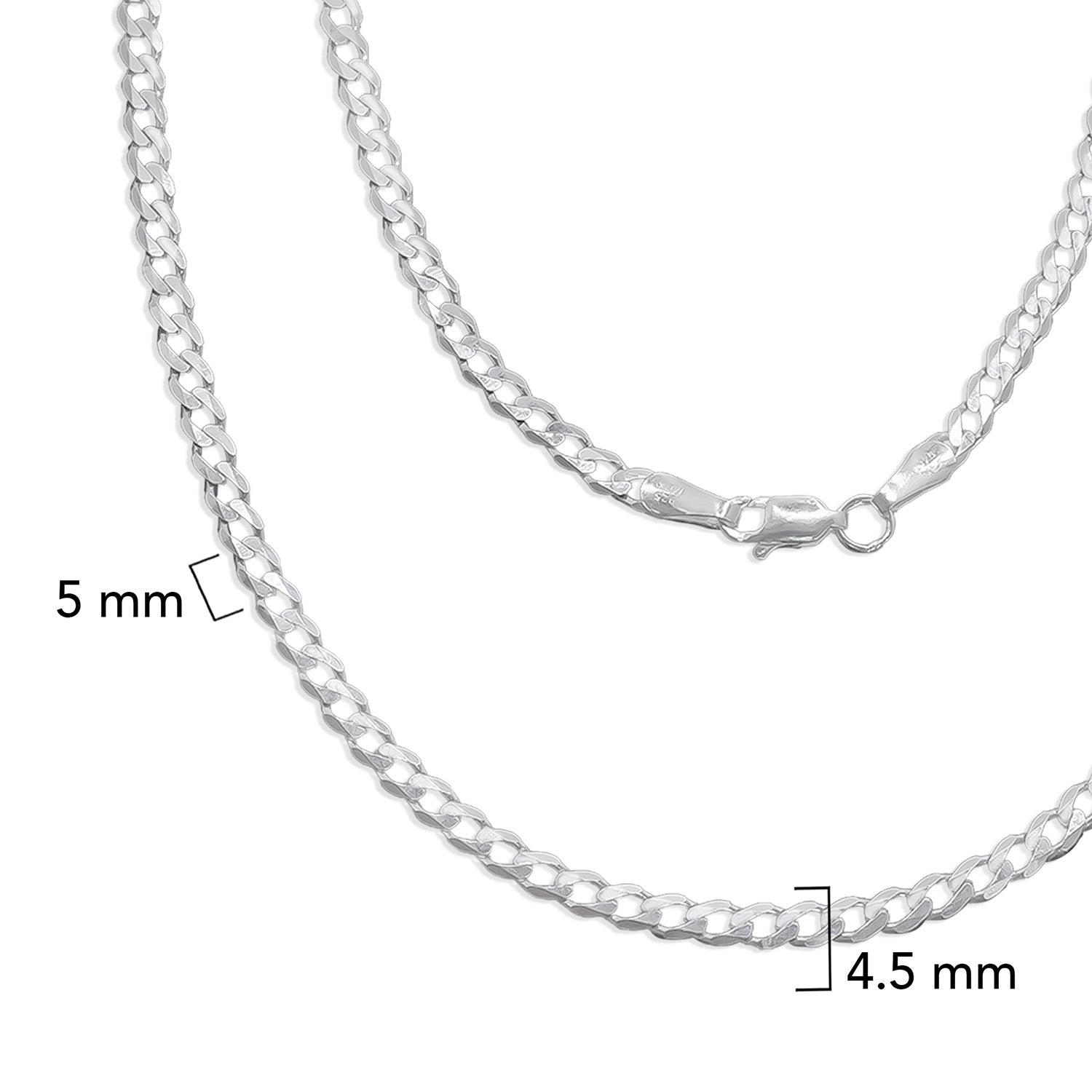Cadena Cubana 4.5mm Cerrada Plata .925